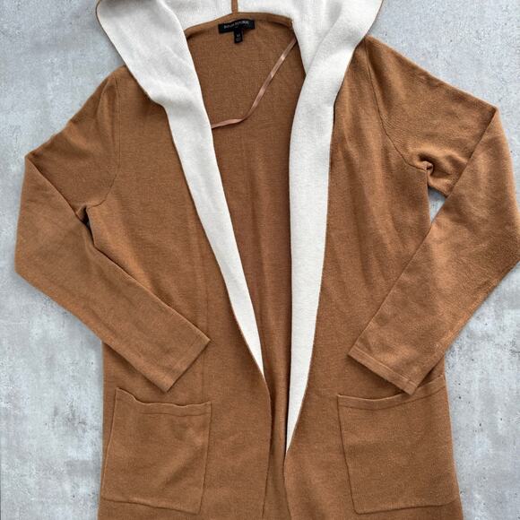 Banana Republic hooded open front cardigan tan & cream color - Picture 7 of 8